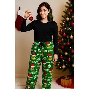 NWT‎ Dr. Seuss Grinch "Mean One" Green Fleece Lounge Pants Women's S